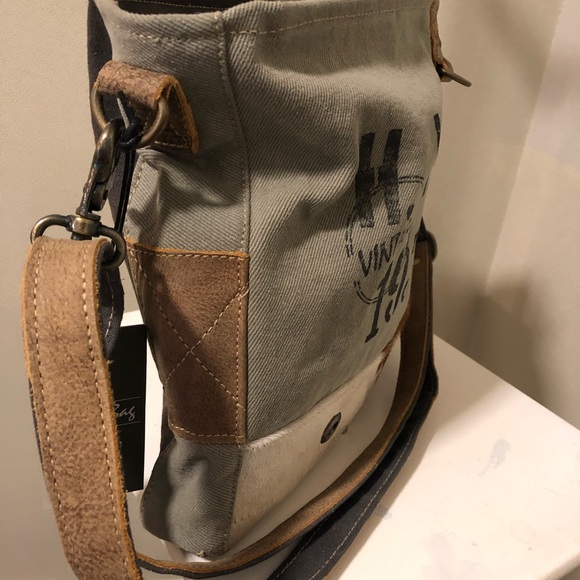 Era 1930 Shoulder Crossbody Canvas Purse upcycled - Picture 6 of 7